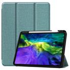 Fabric Denim TPU Smart Tablet Leather Tablet Case with Sleep Function & Tri-Fold Bracket & Pen Slot(Mint Green) - 1