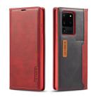 For Galaxy S20 Ultra LC.IMEEKE LC-001 Series PU + TPU Color Matching Frosted Horizontal Flip Leather Case with Holder & Card Slot(Red) - 1