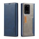 For Galaxy S20 Ultra LC.IMEEKE LC-001 Series PU + TPU Color Matching Frosted Horizontal Flip Leather Case with Holder & Card Slot(Blue) - 1