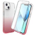 For iPhone 14 Plus Full Body Shockproof Clear Gradient Phone Case  (Red) - 1
