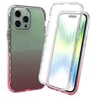 For iPhone 14 Pro Max Full Body Shockproof Clear Gradient Phone Case (Red) - 1