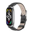 For Xiaomi Mi Band 7 / 7 NFC MIJOBS Plus Genuine Leather Watch Band(Black Silver) - 1