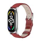 For Xiaomi Mi Band 7 / 7 NFC MIJOBS Plus Genuine Leather Watch Band(Red Silver) - 1