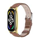 For Xiaomi Mi Band 7 / 7 NFC MIJOBS Plus Genuine Leather Watch Band(Brown Gold) - 1