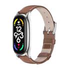 For Xiaomi Mi Band 7 / 7 NFC MIJOBS Plus Genuine Leather Watch Band(Brown SIlver) - 1
