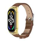 For Xiaomi Mi Band 7 / 7 NFC MIJOBS CS Metal Case + Microfiber Leather Watch Band(Brown Gold) - 1