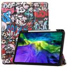 For iPad Pro 11 inch 2020 Painted TPU Smart Tablet Holster With Sleep Function & Tri-Fold Bracket & Pen Slot(Graffiti) - 1