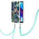 For Motorola Moto G Power 2022/G Pure 2021 Electroplating Splicing Marble TPU Phone Case with Lanyard(Blue Green) - 1