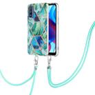 For Motorola Moto G Power 2022/G Pure 2021 Electroplating Splicing Marble TPU Phone Case with Lanyard(Green) - 1