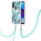 For Motorola Moto G Power 2022/G Pure 2021 Electroplating Splicing Marble TPU Phone Case with Lanyard(Blue) - 1