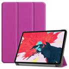 For iPad Pro 11 inch 2020 Custer Texture Smart PU Leather Tablet Case with Sleep / Wake-up Function & 3-Fold Holder(Purple) - 1