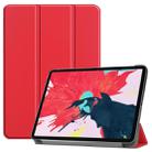 For iPad Pro 11 inch 2020 Custer Texture Smart PU Leather Tablet Case with Sleep / Wake-up Function & 3-Fold Holder(Scarlet) - 1