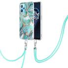 For OPPO Realme 9 pro + 5G Electroplating Splicing Marble TPU Phone Case with Lanyard(Blue) - 1