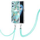 For OPPO Realme 9i/A36/A96 4G Electroplating Splicing Marble TPU Phone Case with Lanyard(Blue) - 1