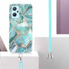 For OPPO Realme 9i/A36/A96 4G Electroplating Splicing Marble TPU Phone Case with Lanyard(Blue) - 3