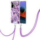 For Xiaomi Redmi Note 10 Pro Max/Note 10 pro Electroplating Splicing Marble TPU Phone Case with Lanyard(Dark Purple) - 1