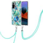 For Xiaomi Redmi Note 10 Pro Max/Note 10 pro Electroplating Splicing Marble TPU Phone Case with Lanyard(Green) - 1