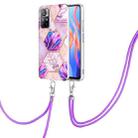 For Xiaomi Redmi Note 11 5G China/Poco M4 Pro 5G/Note 11T 5G India Electroplating Splicing Marble TPU Phone Case with Lanyard(Light Purple) - 1