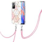 For Xiaomi Redmi Note 11 5G/Poco M4 Pro 5G/Note 11T 5G India China Electroplating Splicing Marble TPU Phone Case with Lanyard(Pink White) - 1