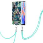For Xiaomi Redmi Note 11 5G China/Poco M4 Pro 5G/Note 11T 5G India Electroplating Splicing Marble TPU Phone Case with Lanyard(Blue Green) - 1