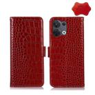 For OPPO Reno8 Crocodile Top Layer Cowhide Leather Phone Case(Red) - 1