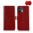 For OPPO Reno8 Pro 5G China Crocodile Top Layer Cowhide Leather Phone Case(Red) - 1