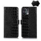 For OPPO Reno8 Pro+ 5G China / 8 Pro 5G Foreign Crocodile Top Layer Cowhide Leather Phone Case(Black) - 1