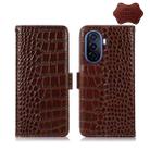 For Huawei Enjoy 50 CN / nova Y70 Plus / Y70 4G CN Crocodile Top Layer Cowhide Leather Phone Case(Brown) - 1