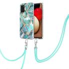For Samsung Galaxy A03s US Version Electroplating Splicing Marble TPU Phone Case with Lanyard(Green) - 1