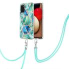 For Samsung Galaxy A03s US Version Electroplating Splicing Marble TPU Phone Case with Lanyard(Blue) - 1