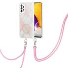 For Samsung Galaxy A33 5G Electroplating Splicing Marble TPU Phone Case with Lanyard(Pink White) - 1