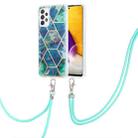 For Samsung Galaxy A33 5G Electroplating Splicing Marble TPU Phone Case with Lanyard(Blue Green) - 1