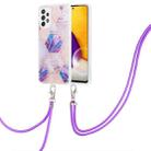 For Samsung Galaxy A53 5G Electroplating Splicing Marble TPU Phone Case with Lanyard(Light Purple) - 1