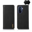 For Huawei Enjoy 50 CN / nova Y70 Plus / Y70 4G CN KHAZNEH Nappa Top Layer Cowhide Leather Phone Case(Black) - 1