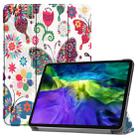 For iPad Pro 11 inch 2020 Custer Painted PU Leather Tablet Case with Sleep / Wake-up Function & 3-Fold Holder(Color Butterfly) - 1