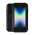 For iPhone SE 2022 / SE 2020 / 8 / 7 LOVE MEI Metal Shockproof Life Waterproof Dustproof Protective Phone Case with Glass(Black) - 1