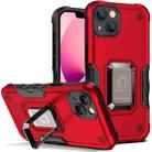 For iPhone 14 Ring Holder Non-slip Shockproof Armor Phone Case (Red) - 1