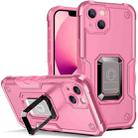 For iPhone 14 Ring Holder Non-slip Shockproof Armor Phone Case (Pink) - 1