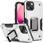 For iPhone 14 Plus Ring Holder Non-slip Shockproof Armor Phone Case  (White) - 1