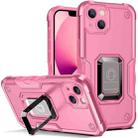 For iPhone 14 Plus Ring Holder Non-slip Shockproof Armor Phone Case  (Pink) - 1