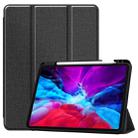 For iPad Pro 12.9 inch 2020 Fabric Denim TPU Smart Tablet Leather Tablet Case with Sleep Function & Tri-Fold Bracket & Pen Slot(Black) - 1