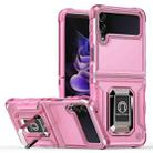 For Samsung Galaxy Z Flip4 Ring Holder Non-slip Shockproof Armor Phone Case(Pink) - 1