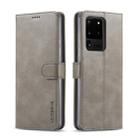 For Galaxy S20 Ultra LC.IMEEKE Calf Texture Horizontal Flip Leather Case, with Holder & Card Slots & Wallet & Photo Frame(Grey) - 1
