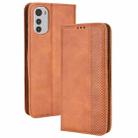 For Motorola Moto G22 / E32s 4G Magnetic Buckle Retro Crazy Horse Leather Phone Case(Brown) - 1