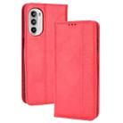 For Motorola Moto G71s/G82 5G/G52 4G Magnetic Buckle Retro Crazy Horse Leather Phone Case(Red) - 1