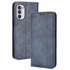 For Motorola Moto G71s/G82 5G/G52 4G Magnetic Buckle Retro Crazy Horse Leather Phone Case(Blue) - 1