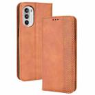 For Motorola Moto G71s/G82 5G/G52 4G Magnetic Buckle Retro Crazy Horse Leather Phone Case(Brown) - 1
