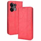 For OPPO Reno8 Magnetic Buckle Retro Crazy Horse Leather Phone Case(Red) - 1