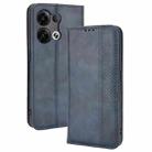 For OPPO Reno8 Pro Magnetic Buckle Retro Crazy Horse Leather Phone Case(Blue) - 1