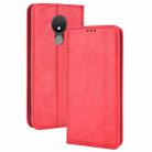 For Nokia C21 Magnetic Buckle Retro Crazy Horse Leather Phone Case(Red) - 1